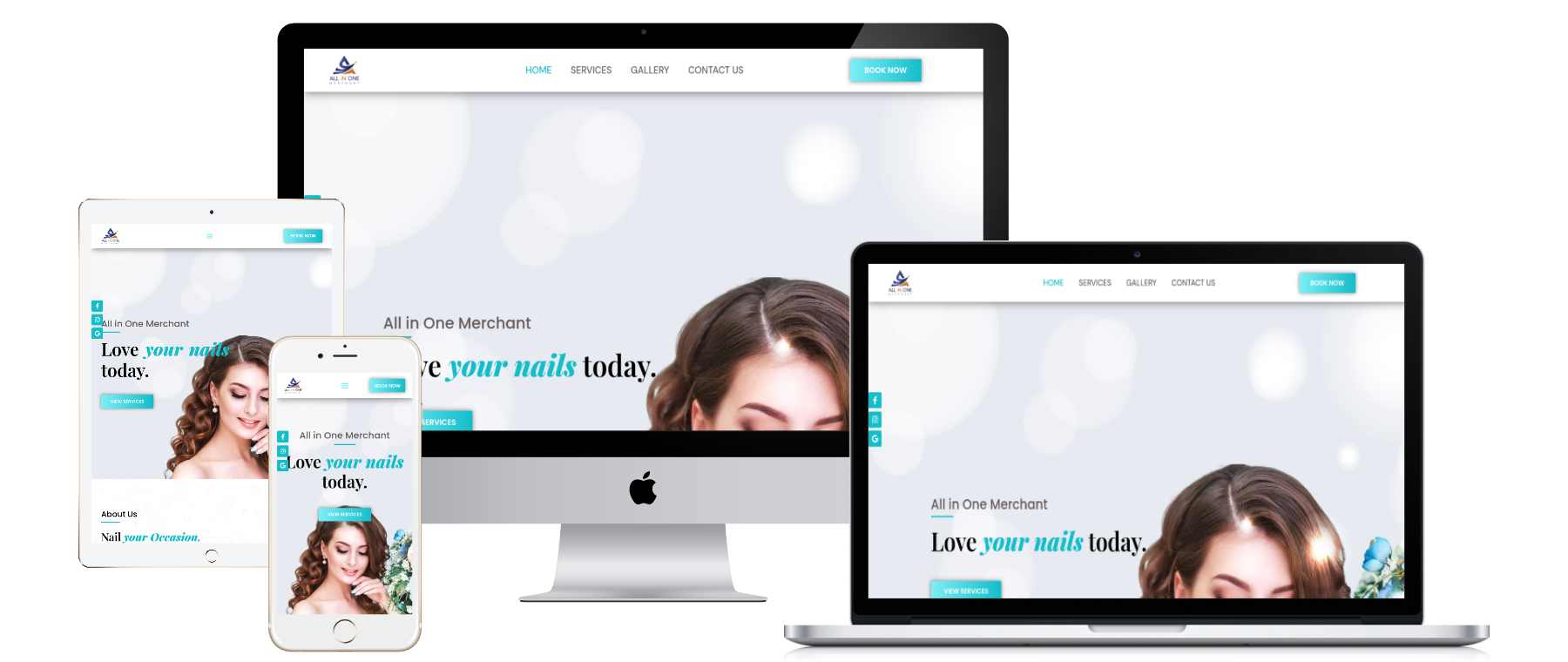Responsive website mockup for Template A035